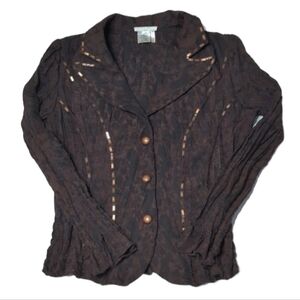 Alberto Makali Women's Blazer Jacket Steampunk Beaded Brown Copper Paisley Large